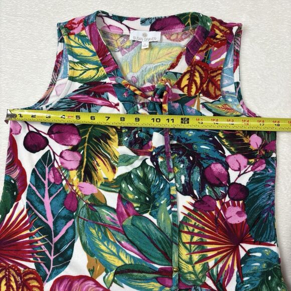 Susan Graver Soleil Brushed Knit Dress Palm Tropical Cover Up Terry Cloth Small - Picture 13 of 15